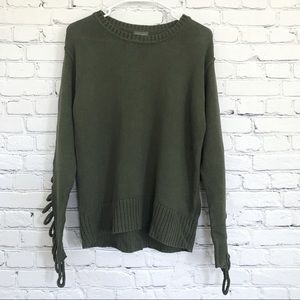 Vince Camuto Green Sweater Ladder Sleeve Crew Neck New Size Large